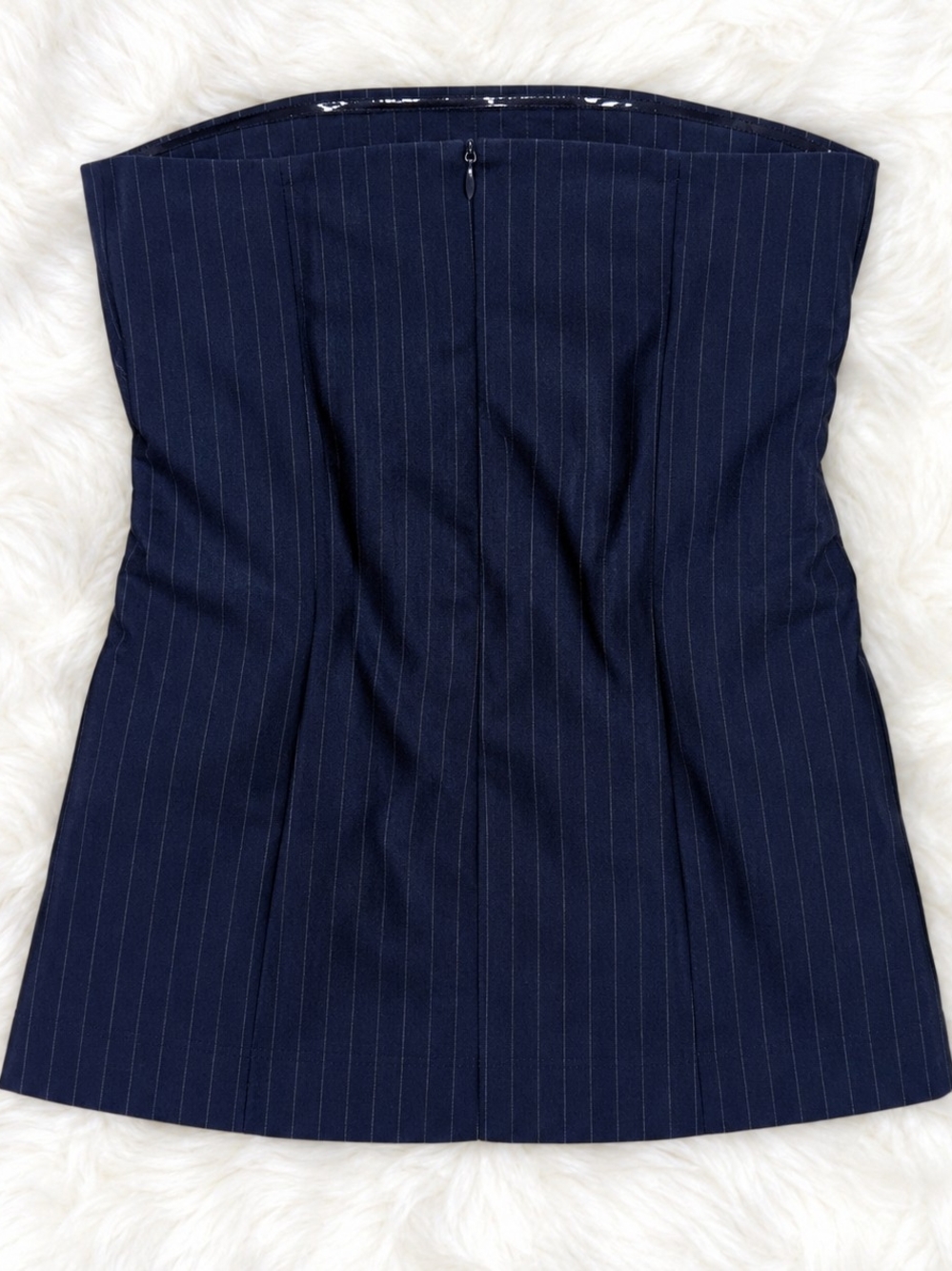 Wild Fable Navy Pinstripe Strapless Ruched Mini Dress XL NWT